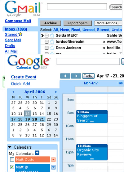 Google Mail und Google Calendar